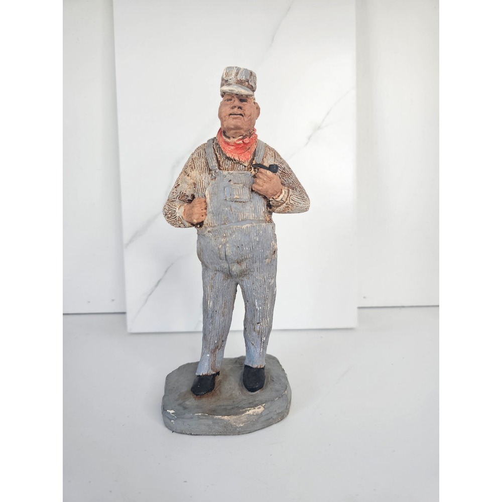 1977 Signed Fred Curtis Statue Yesterday's American Railroad Engineer 8.5 Inch